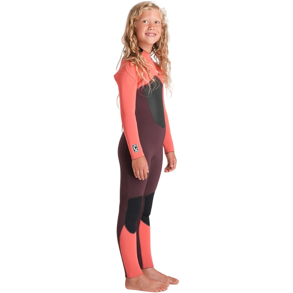 2026 C-Skins Junior Nuwave Legend 4/3mm Back Zip Wetsuit C-NLE43JBZ - Rust / Coral Flame / Blue